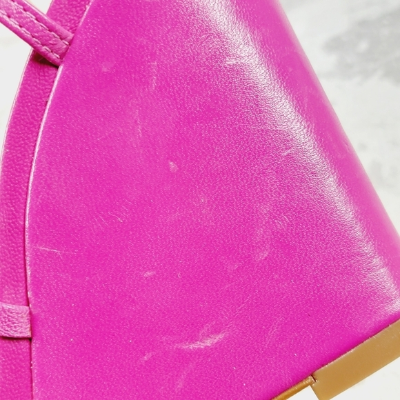 New SCHUTZ Women's Deonne Leather Strappy Hot Pink Wedges C520 - Picture 14 of 15